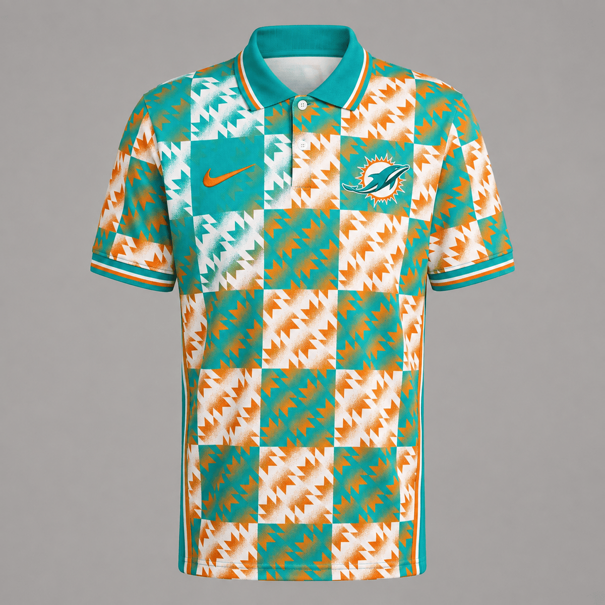 Premium NFL x MIA Menƒ??s Retro Geometric Pattern Polo Shirt