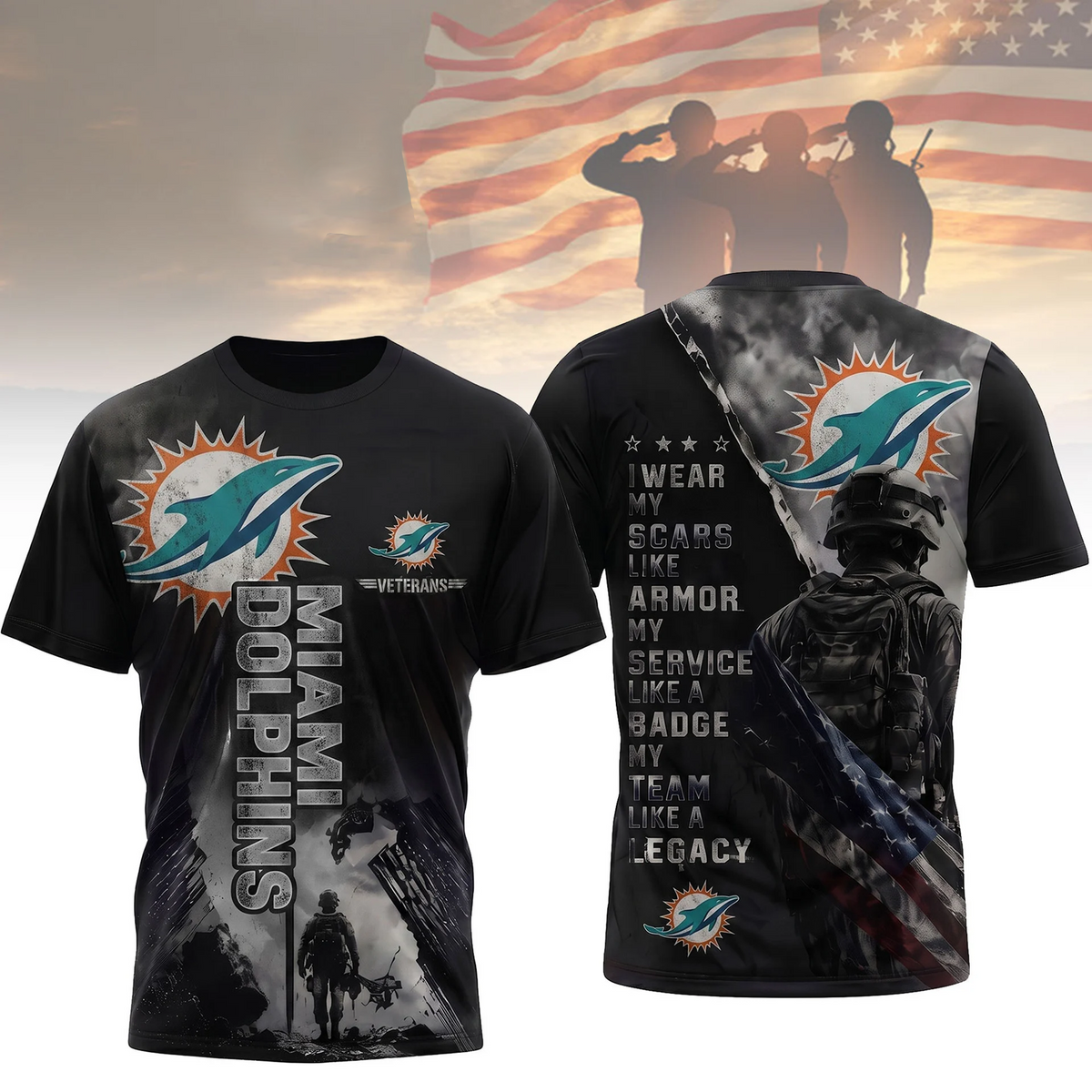 Premium NFL x MIA Veterans Legacy Team 3D Shirt
