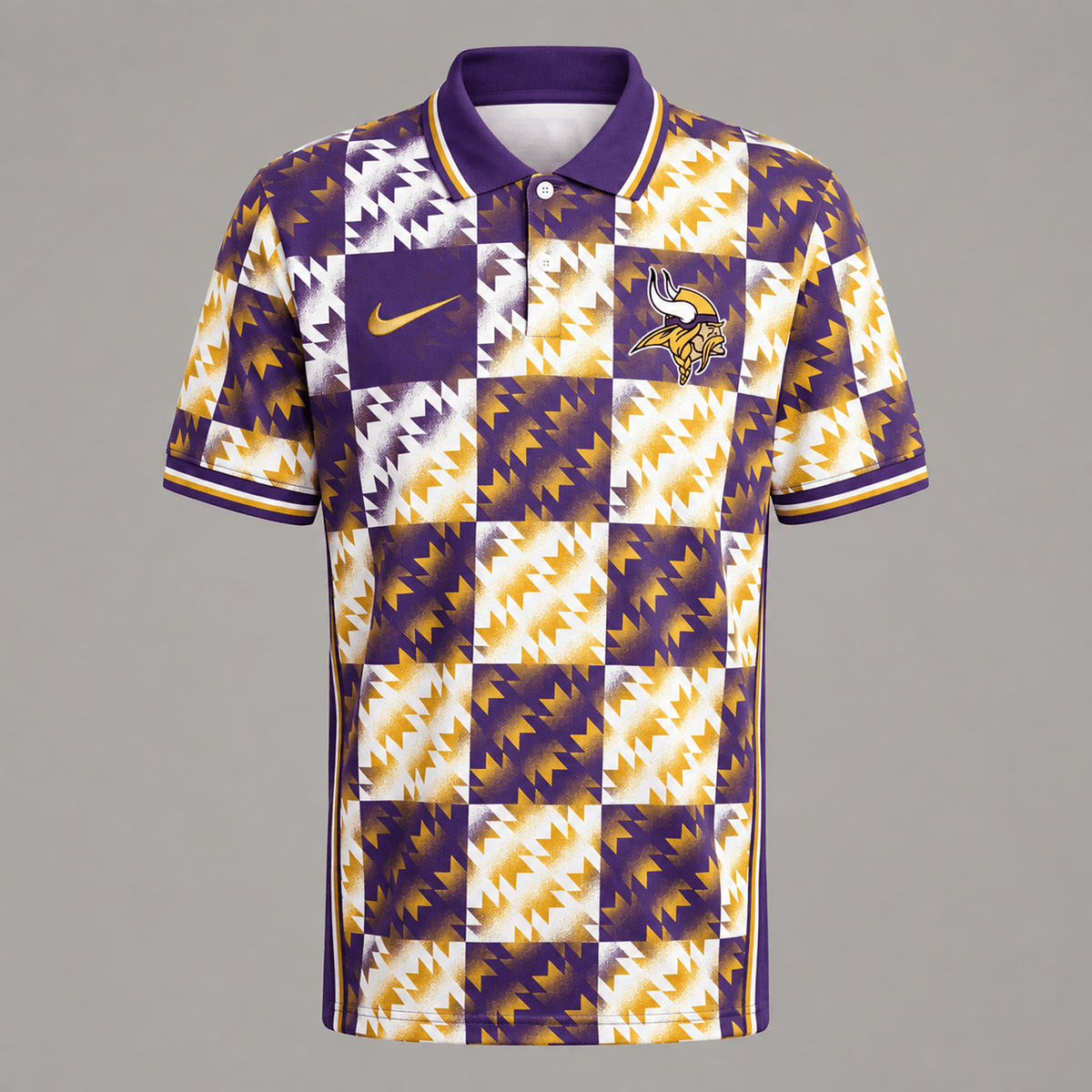 Premium NFL x MIN Menƒ??s Retro Geometric Pattern Polo Shirt