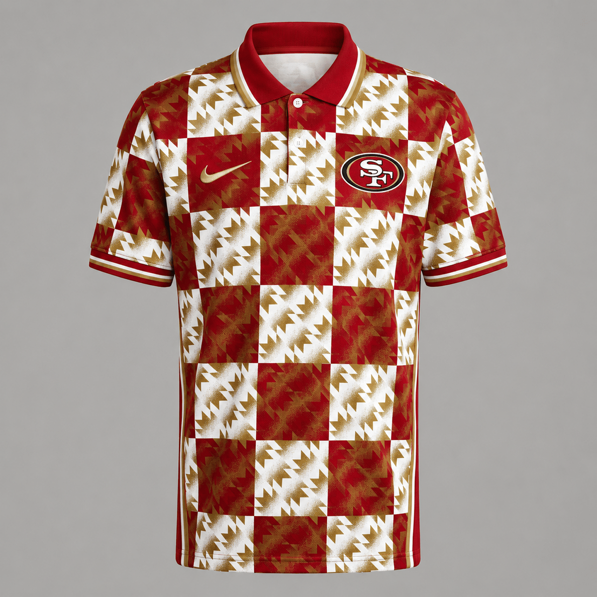 Premium NFL x SF Menƒ??s Retro Geometric Pattern Polo Shirt