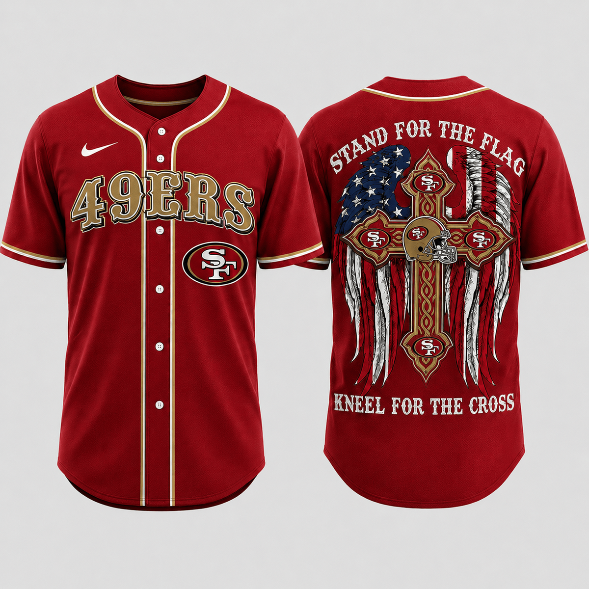 Premium NFL x SF Stand For The Flag Kneel For The Cross Jersey Shirt