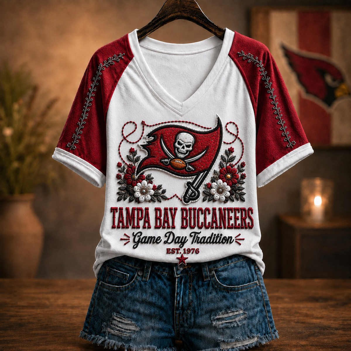 Premium NFL x TB Raglan T-Shirt V-Neck
