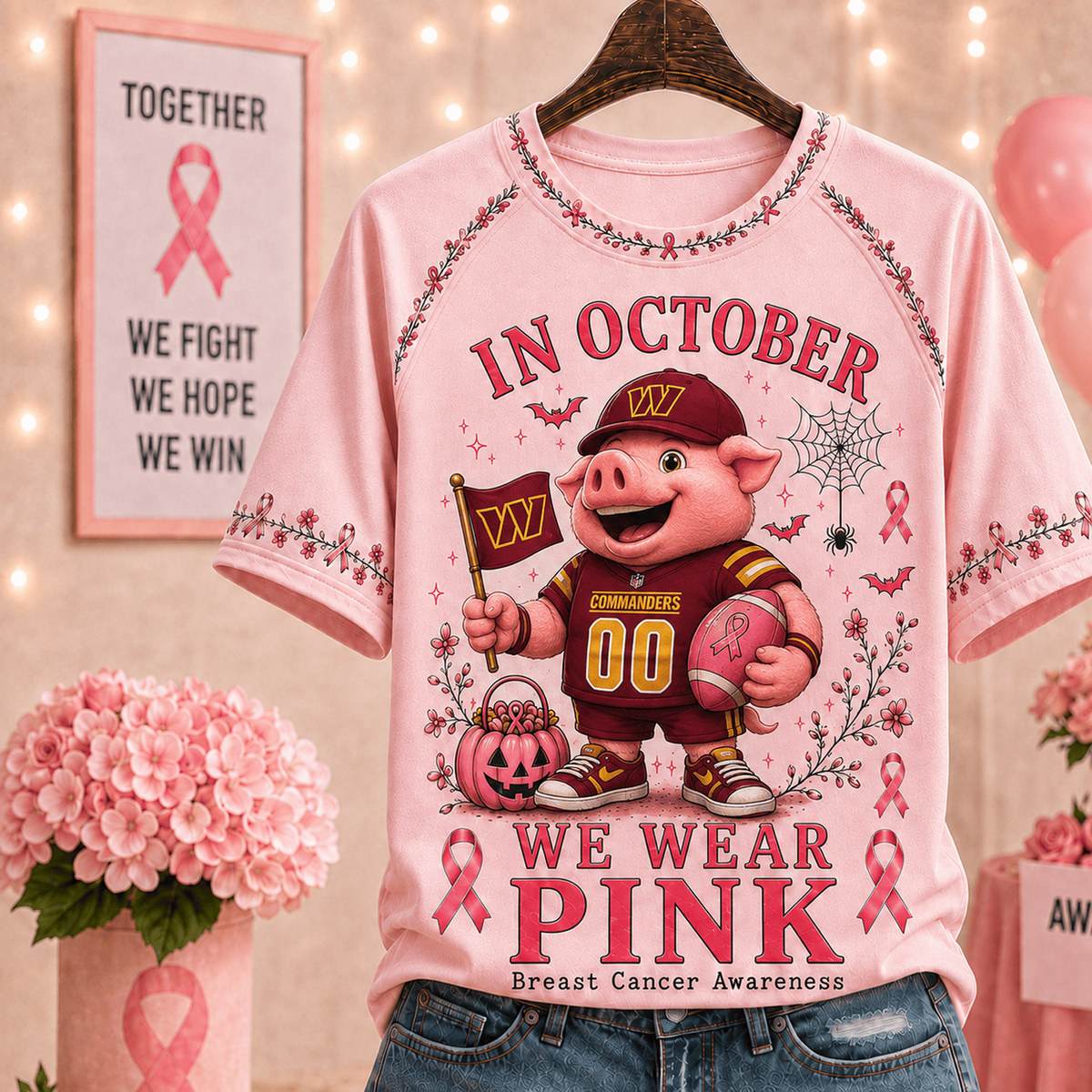 Premium NFL x WAS In October We Wear Pink V-neck