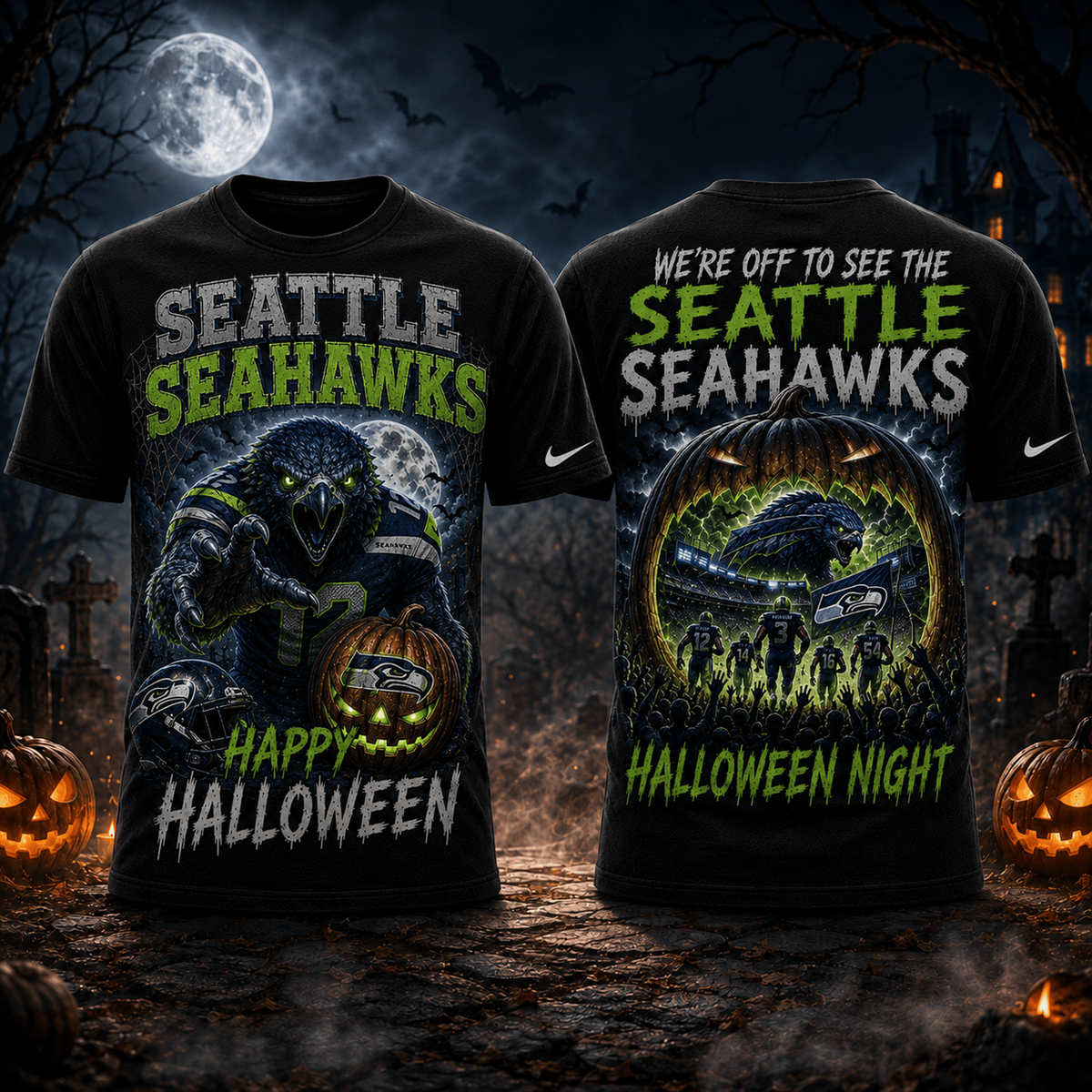SEA x NFL Halloween Game Day 3D Shirt
