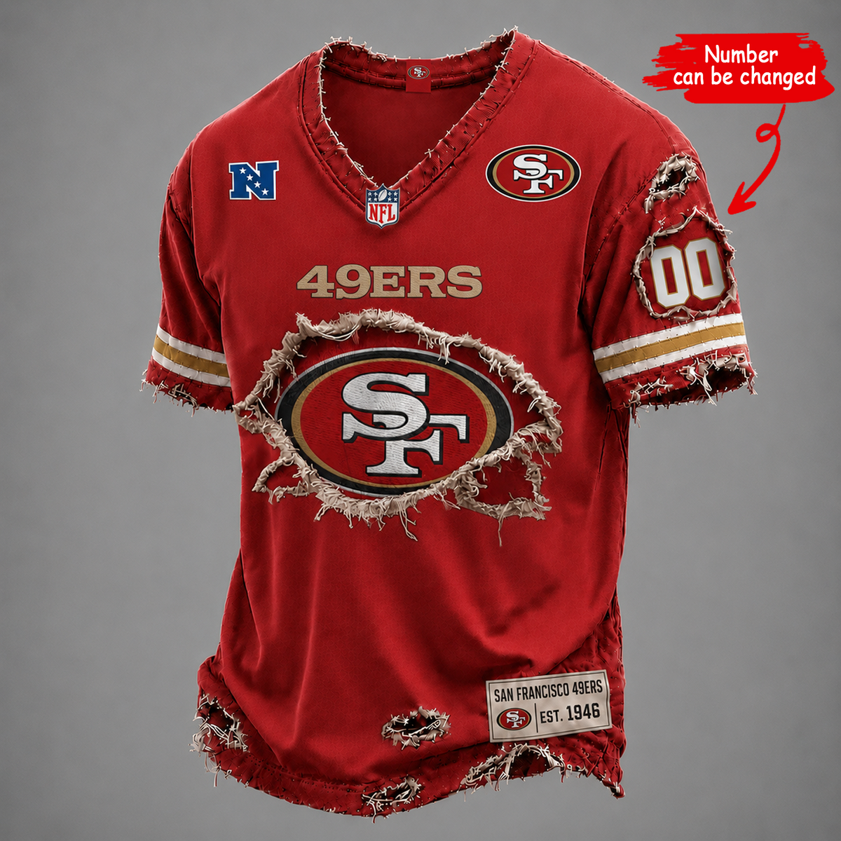 SF x NFL LUXURY V-Neck T-Shirt V2 1506