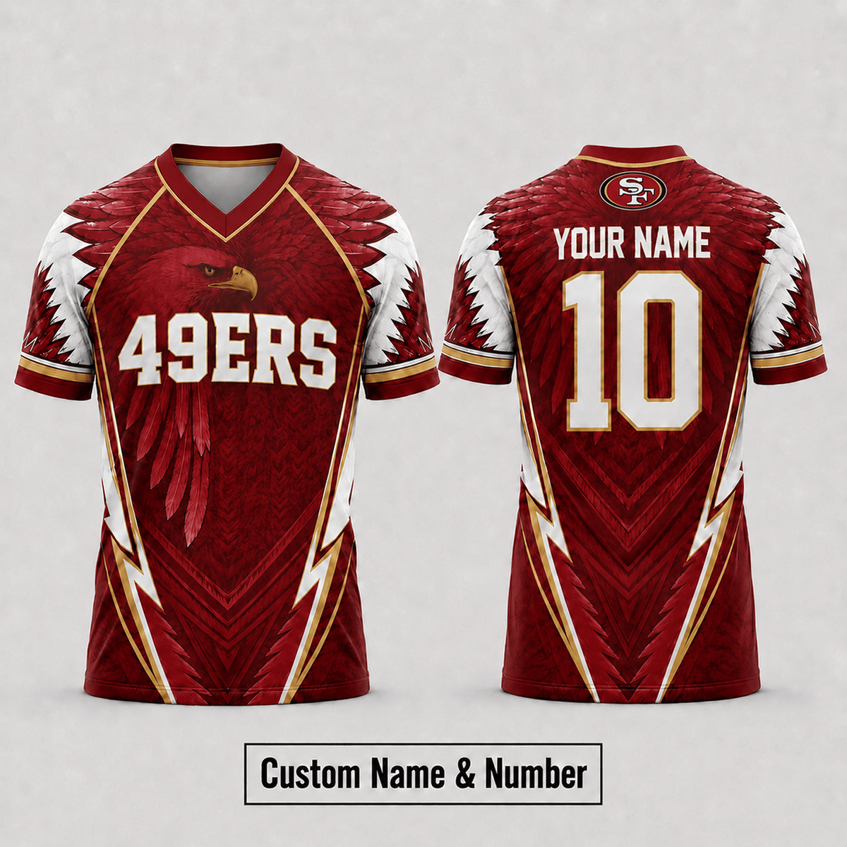 SF x NFL Premium Custom Name And Number Jersey For Fierce Football Fans