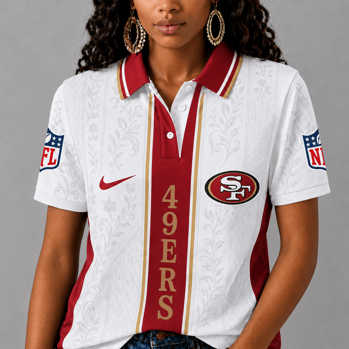 SF x NFL Premium Floral Elegance Polo Shirt