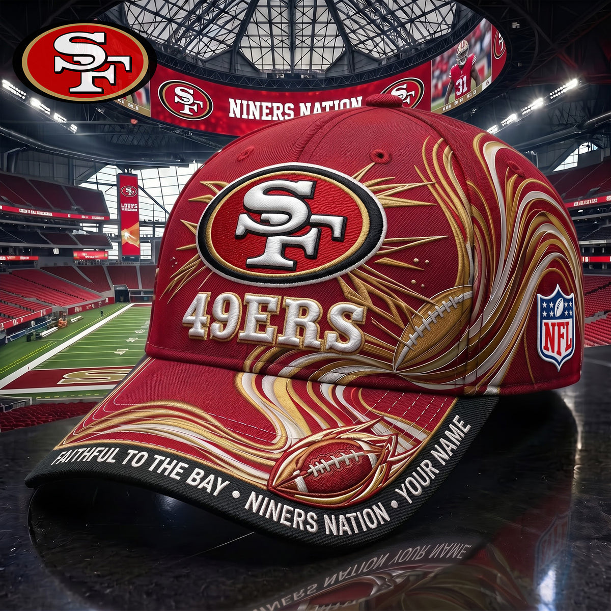 PREMIUM NFL X SF EXCLUSIVE PERSONALIZED CAP FOR GAME DAY V3