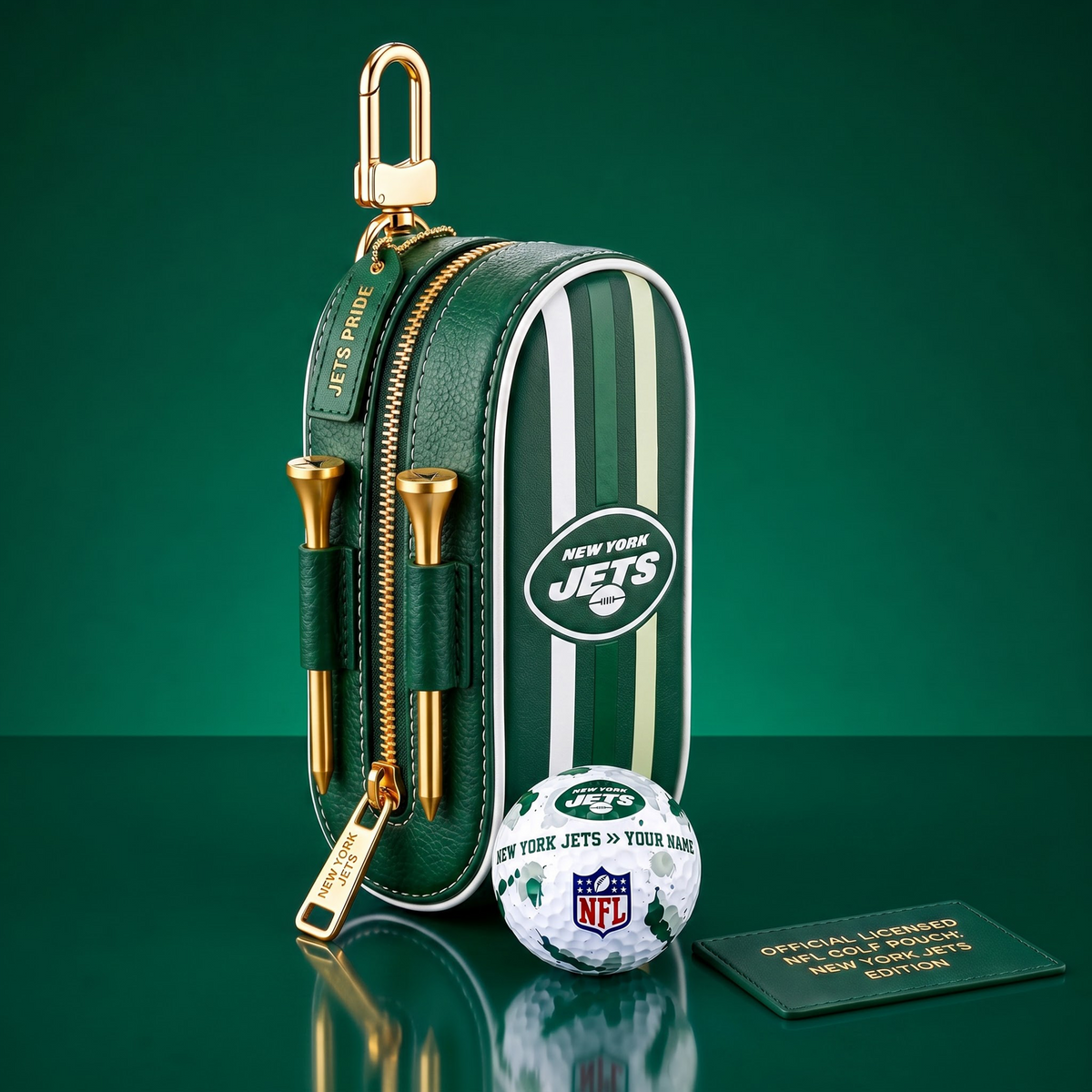 SIGNATURE NFL X NYJ DELUXE LEATHER GOLF POUCH FOR TOURNAMENT