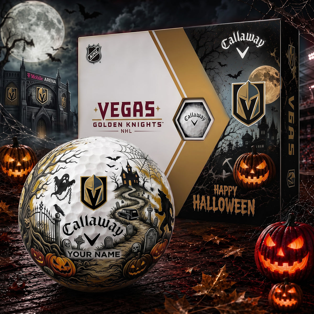 SIGNATURE NHL X VGK PERSONALIZED HALLOWEEN HAUNTED GOLF BALL – LIMITED EDITION