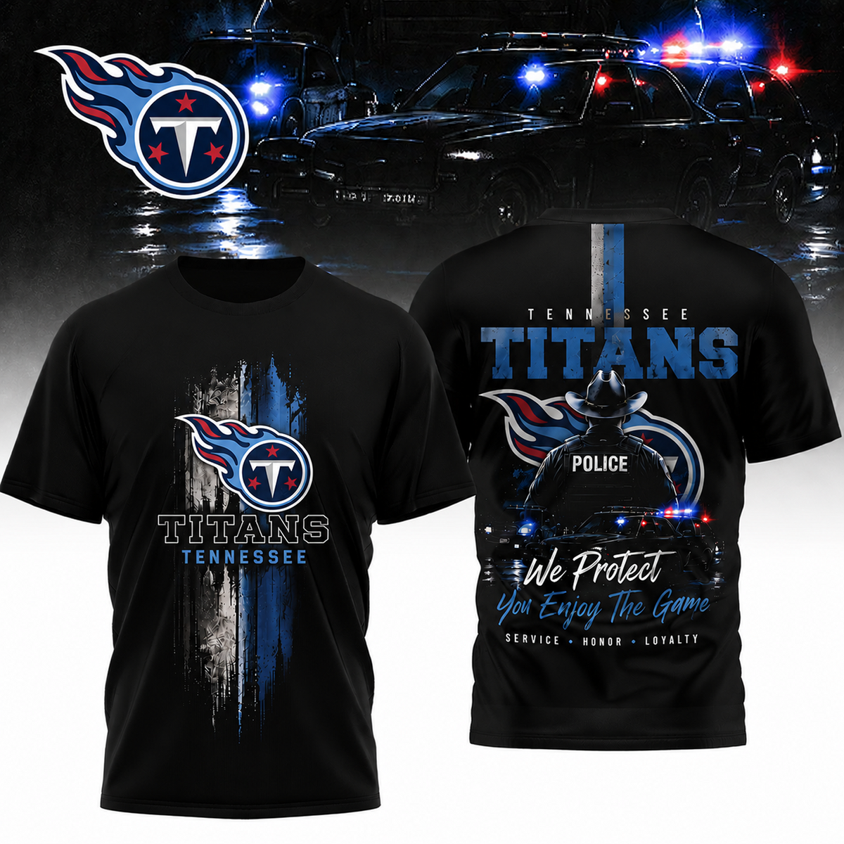 TEN x NFL Premium Police Tribute Team 3D Shirt