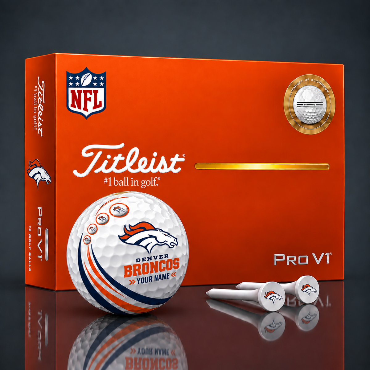 Titleist X Premium NFL DEN PERSONALIZED GOLF BALL LIMITED EDITION V4