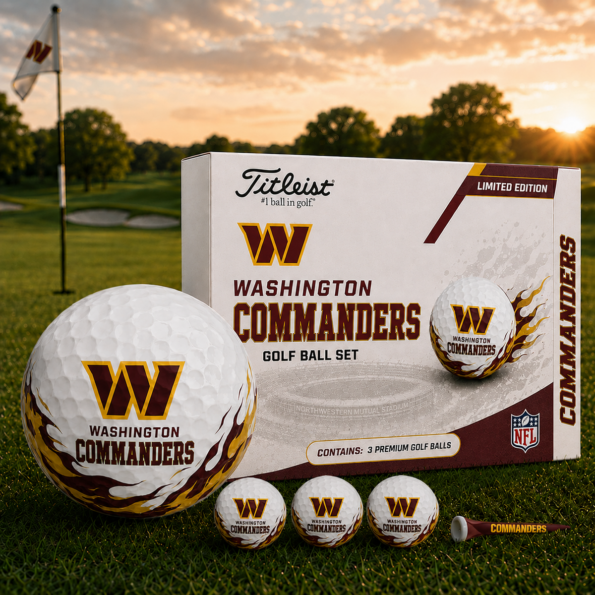 WAS x NFL Inspired Golf Ball Set 3 Premium Golf Balls