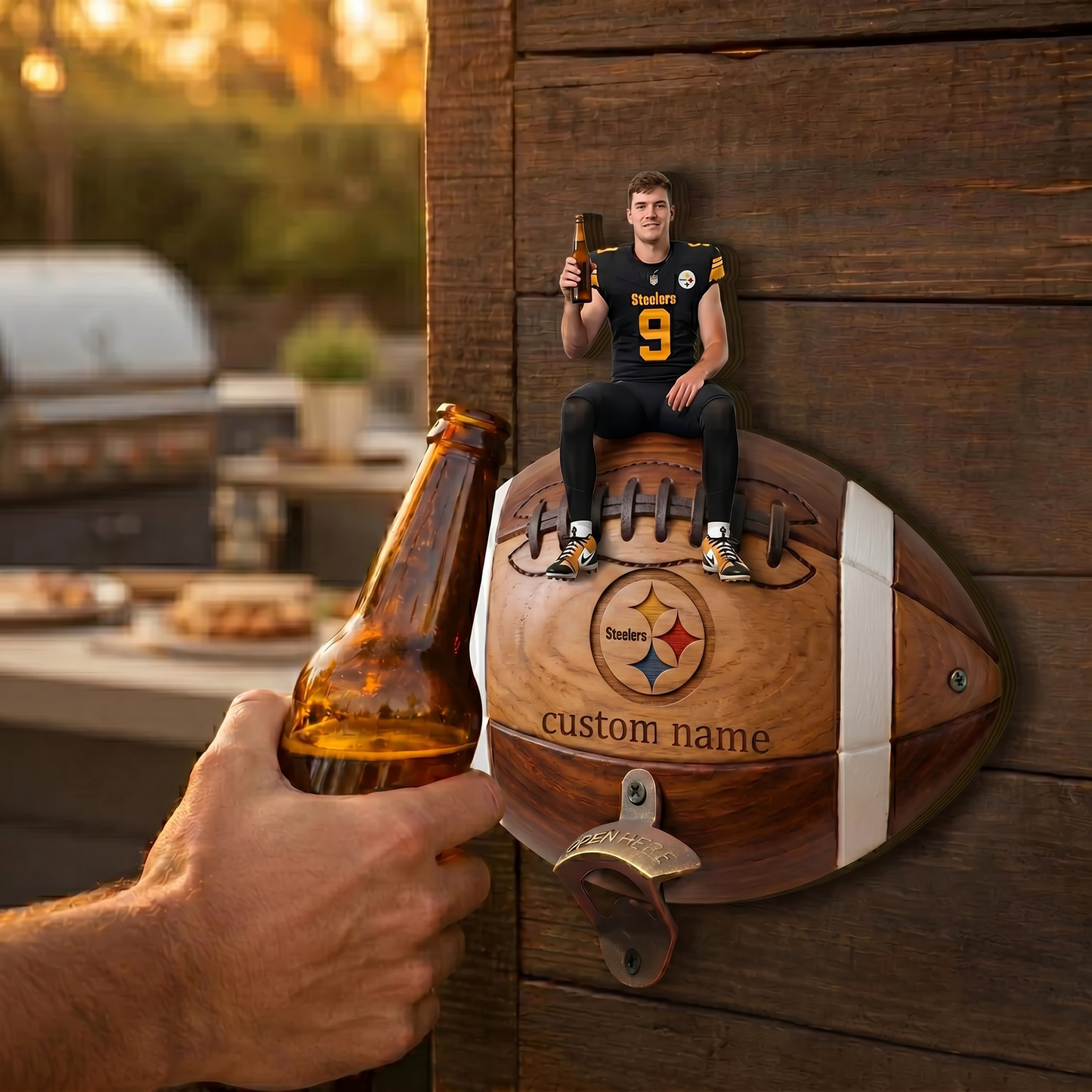 Premium NFL Personalized Football Wall Bottle Opener NMD TTV