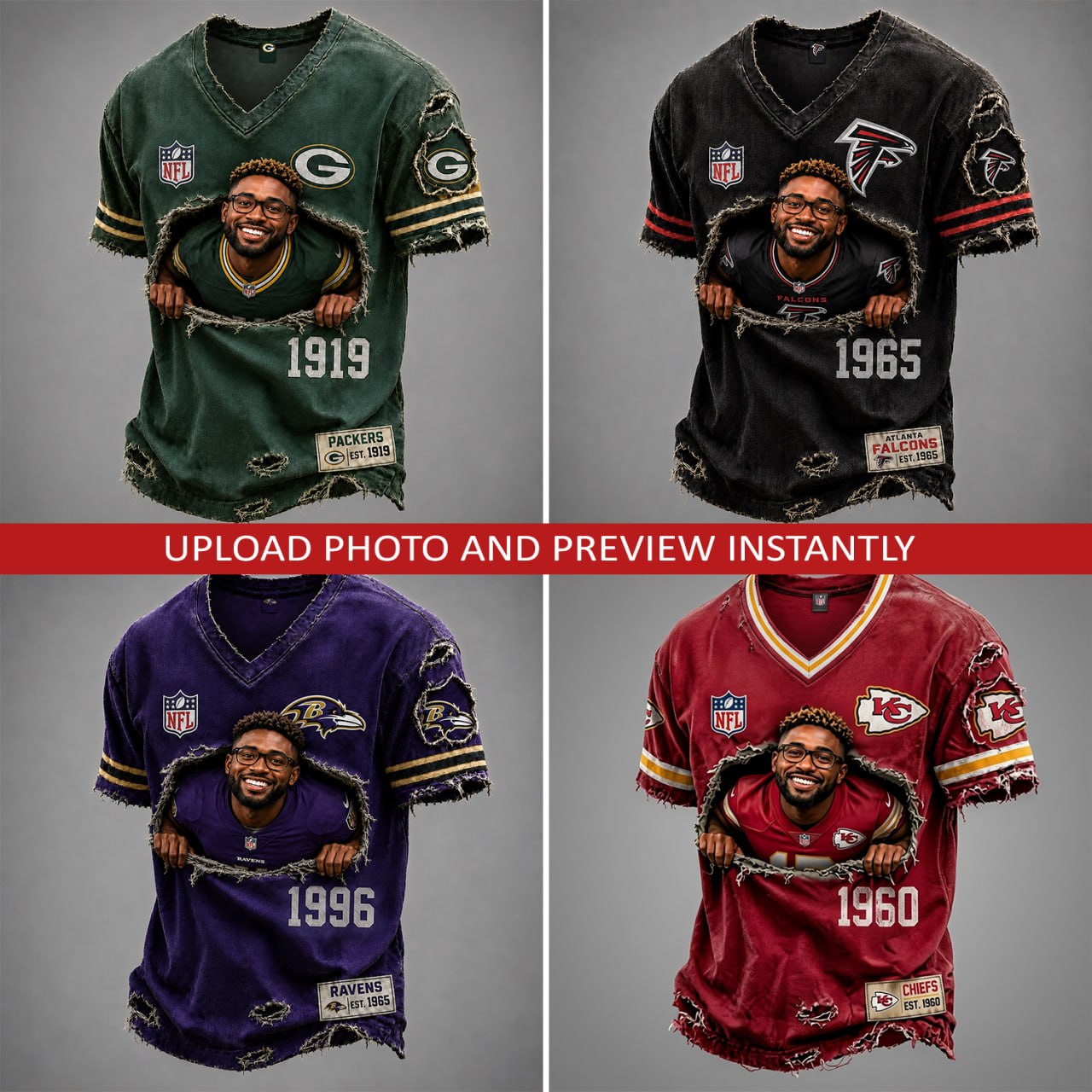 Personalized NFL Premium V-Neck T-shirt Gift For Fans 1906 NAK NHT