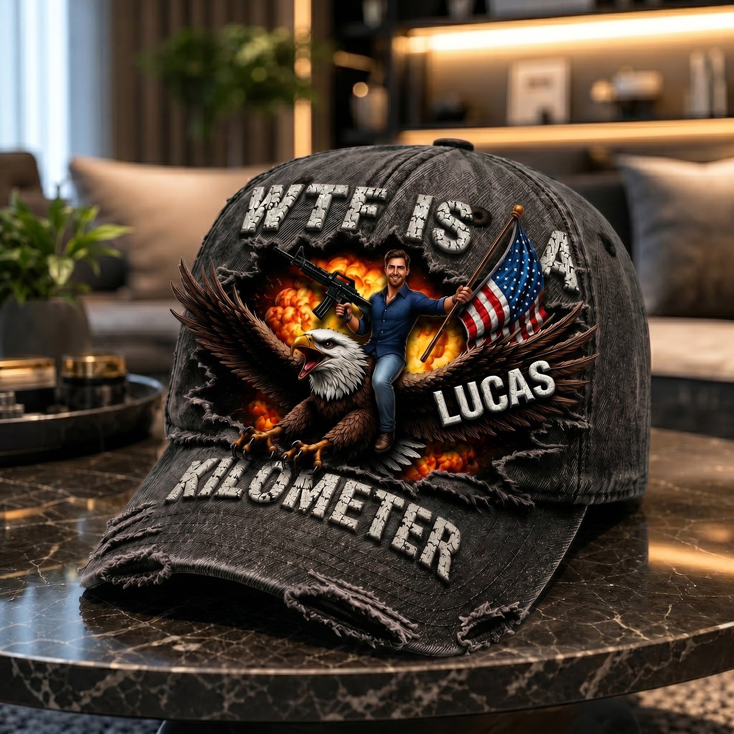 Custom WTF Is A Kilometer Washed Cap - Personalized 4th of July Hat BQH