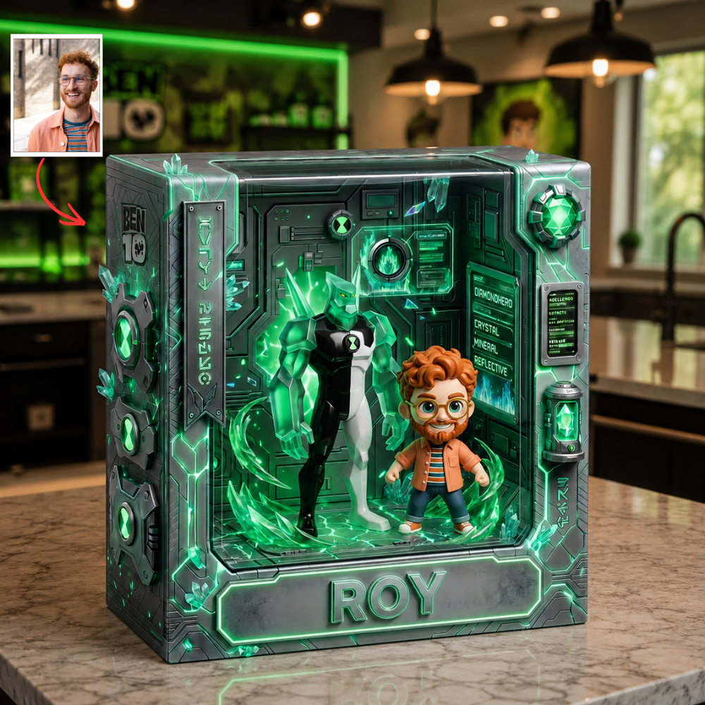 Custom Photo Acrylic Plaque, Personalized Alien Hero Collectible, Cartoon Action Figure Style Gift, Custom Fan Display Decor, Sci-Fi Inspired Acrylic Plaque Gift For Fans BQH