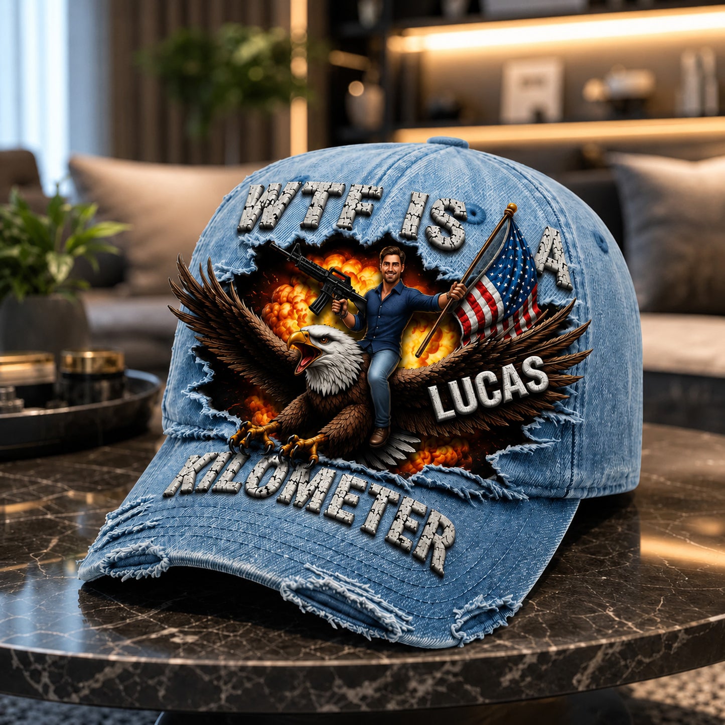 Custom WTF Is A Kilometer Washed Cap - Personalized 4th of July Hat BQH