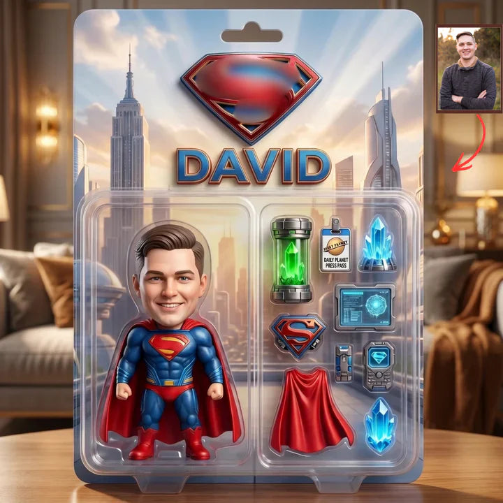 Custom Superhero Action Figure Plaque, Personalized Fan Photo Plaque, Custom Comic Hero Collectible Gift, Personalized Action Figure Display for Fans BQH