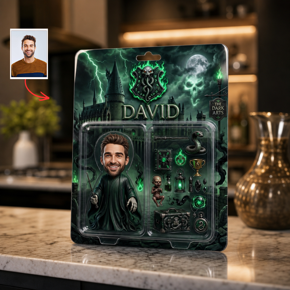Custom Wizard Photo Plaque For Fans, Personalized Magic School Action Figure Plaque, Custom Name Fantasy Collectible Display, Personalized Fan Gift For Him BQH