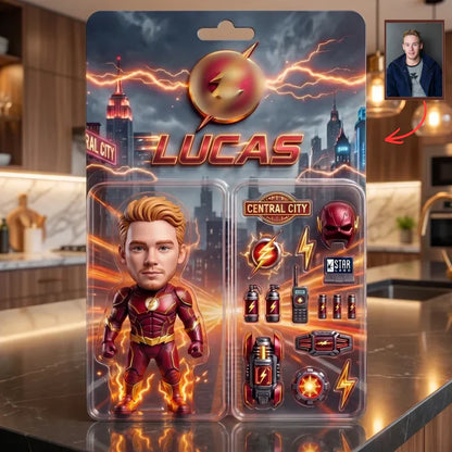 Custom Superhero Action Figure Plaque, Personalized Fan Photo Plaque, Custom Comic Hero Collectible Gift, Personalized Action Figure Display for Fans BQH