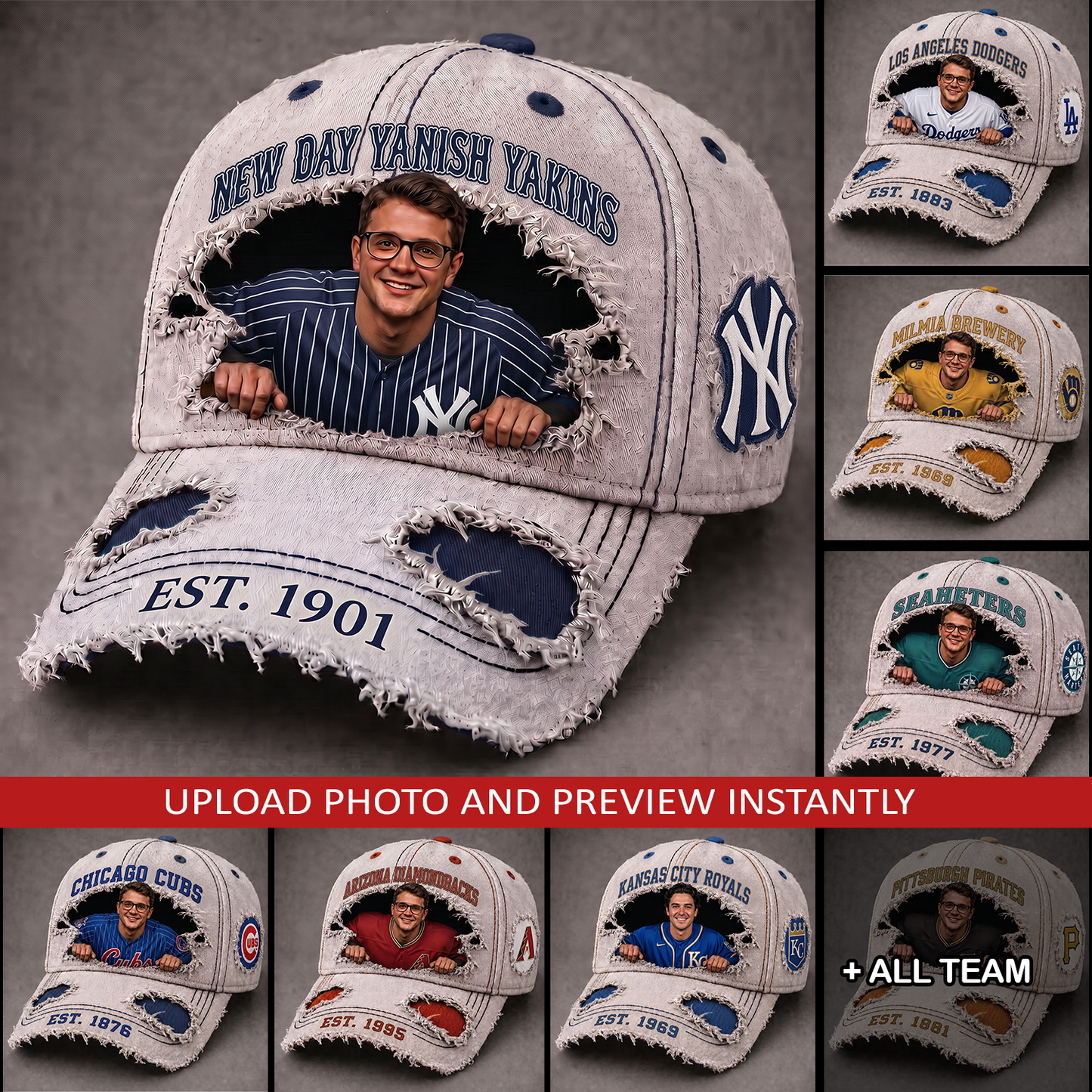 Personalized MLB Sun Hat - Custom Name & Face Gift for Football Fans 0107 NAK NHT