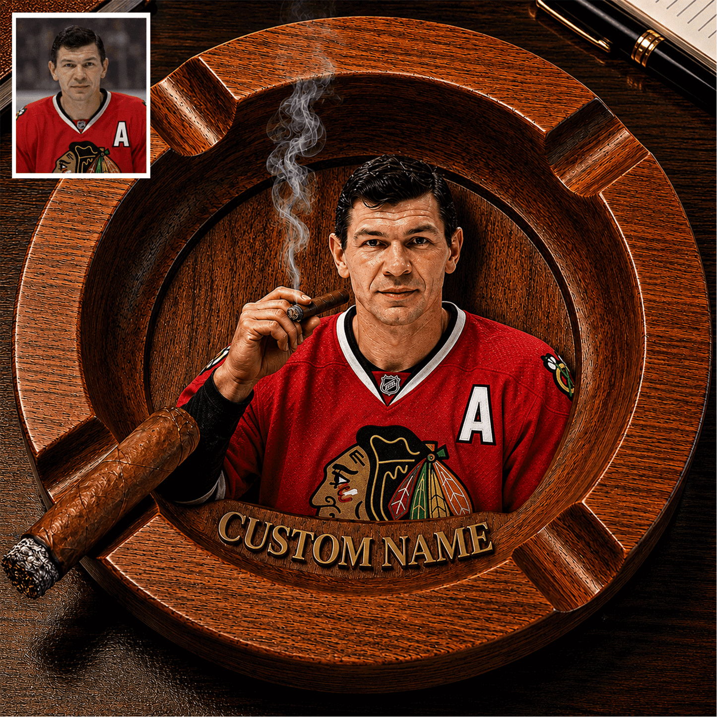 Premium NHL Personalized Luxury Ashtray For Cigars NMD CTKT