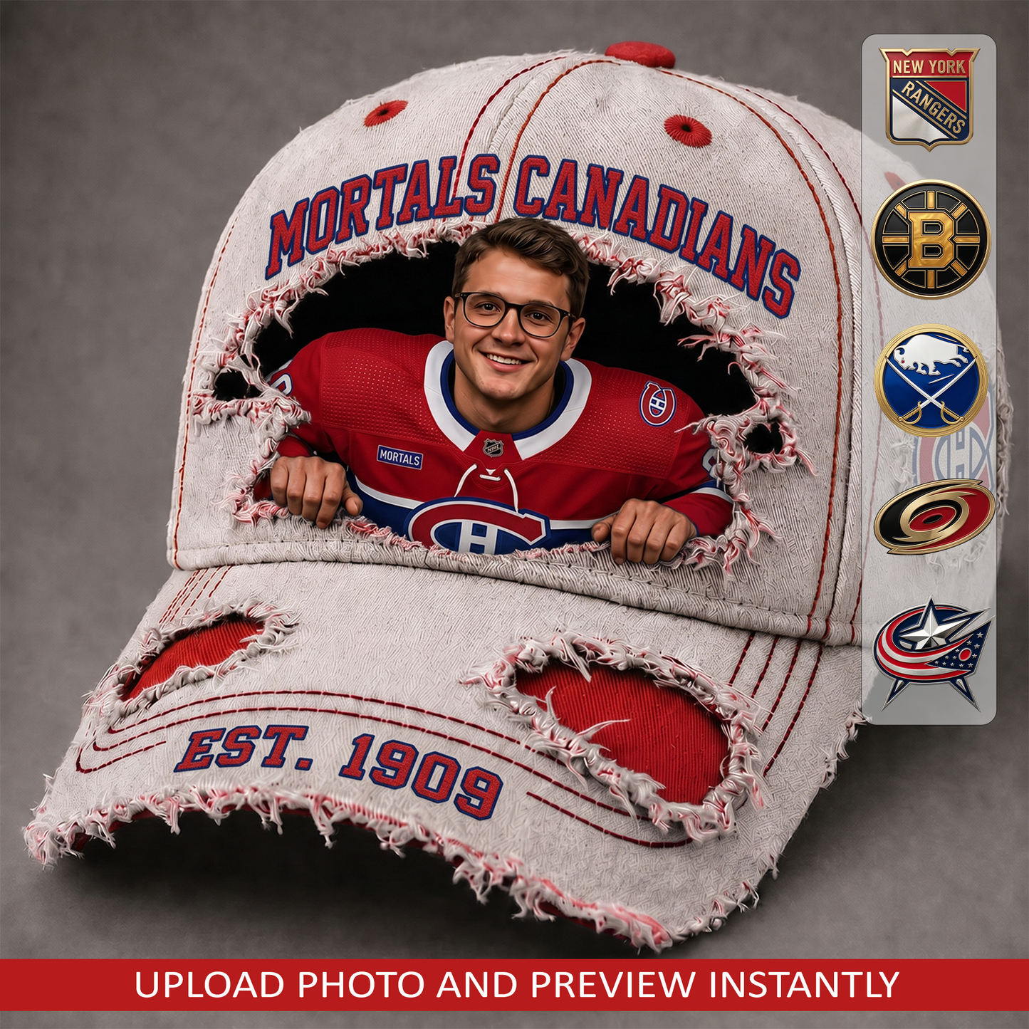 Personalized NHL Sun Hat - Custom Name & Face Gift for Football Fans 0107 NAK NHT
