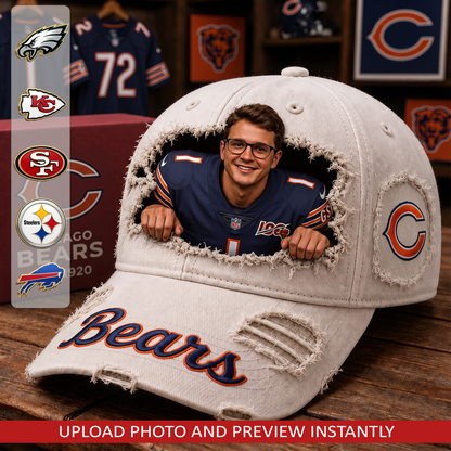 Personalized NFL Premium Vintage Ripped Fan Peek-Out Baseball Cap 0907 NAK NHT
