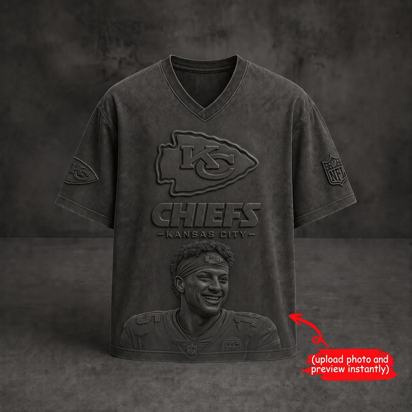 NFL T-shirt with classic embossed print, personalized 0107 NAK TTT