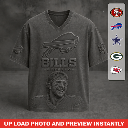 NFL T-shirt with classic embossed print, personalized 0107 NAK TTT