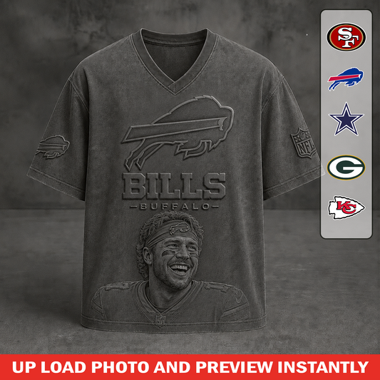NFL T-shirt with classic embossed print, personalized 0107 NAK TTT