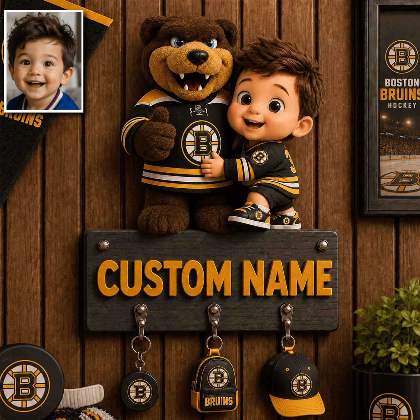 Premium NHL Personalized Kid Custom Shaped Hanging Rack NMD CTKT