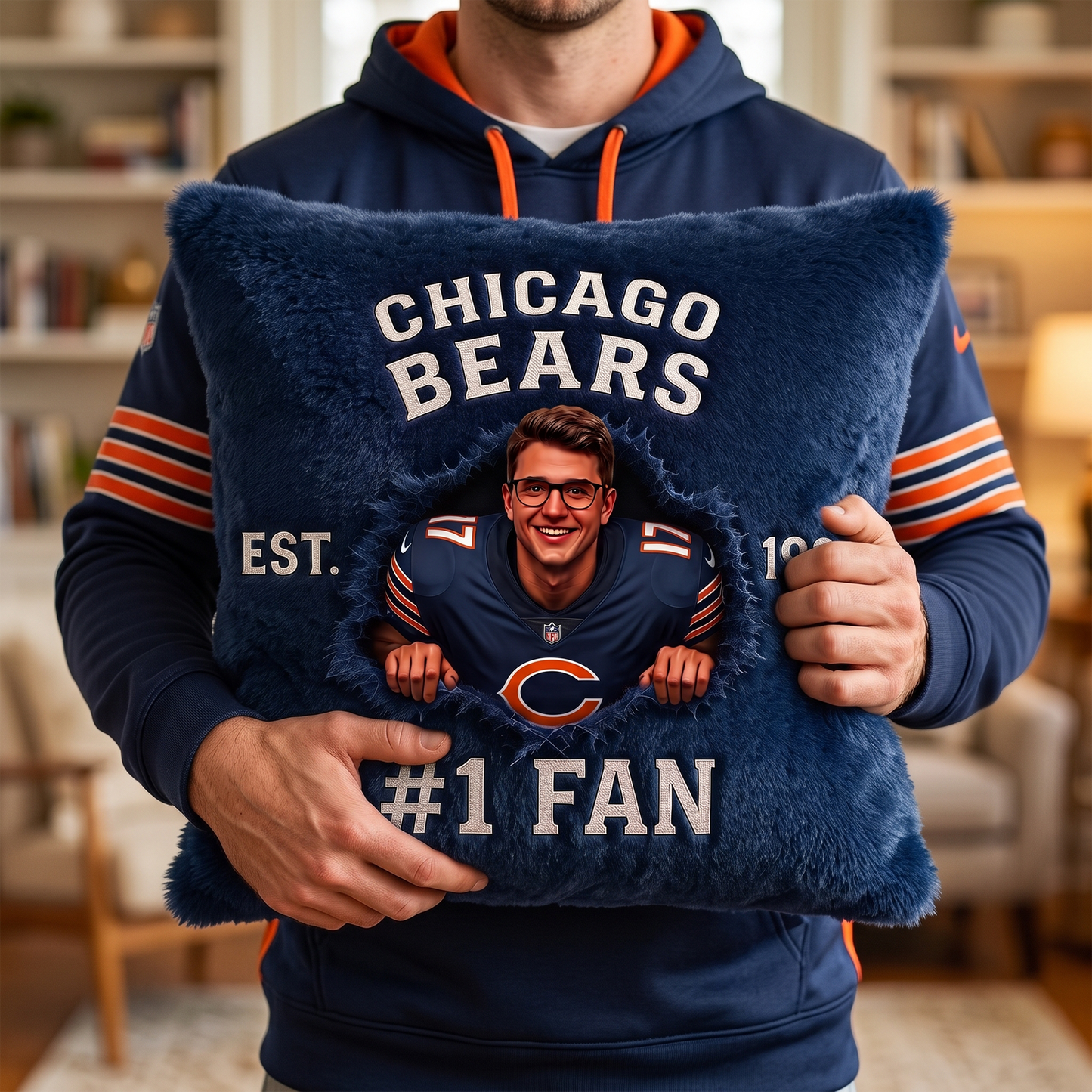 Personalized NFL 3D Rip Through Plush Throw Pillow 1407 NAK TTT