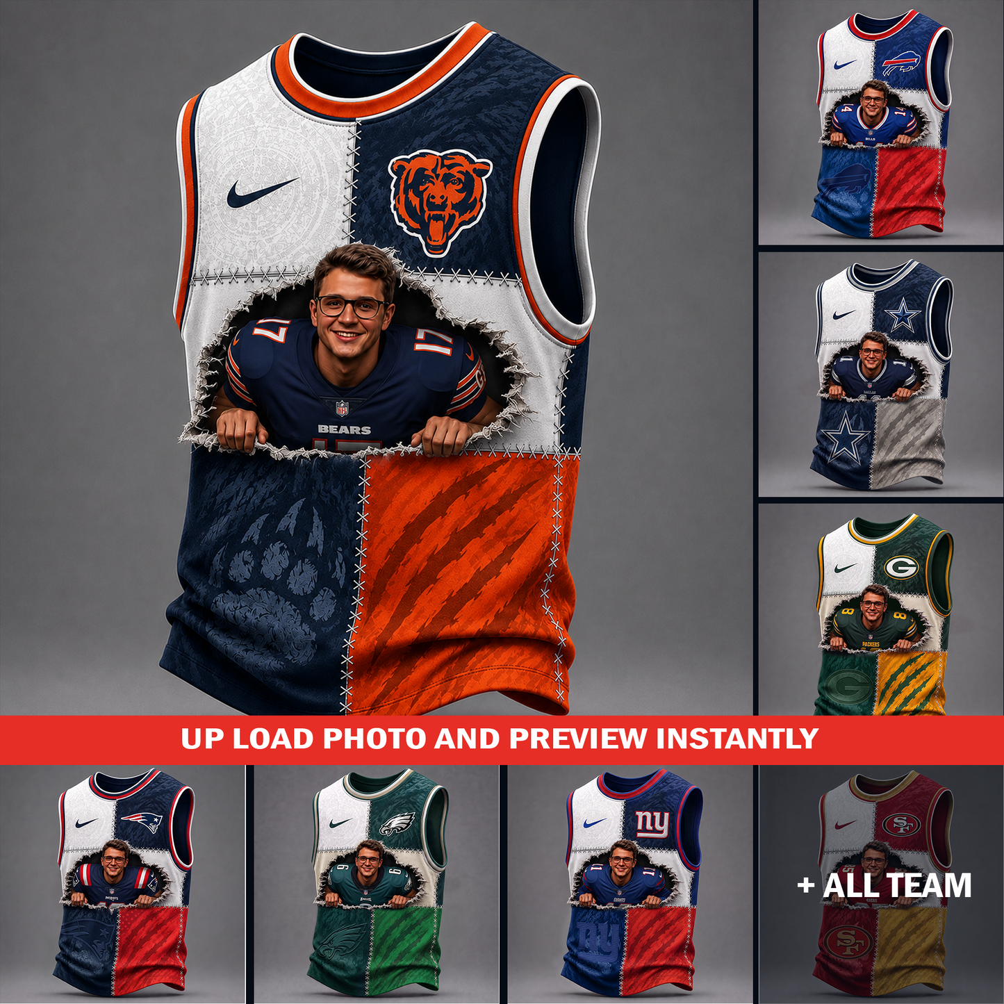 Personalized NFL 3D Ripped Fan Tank Top 1407 NAK TTT