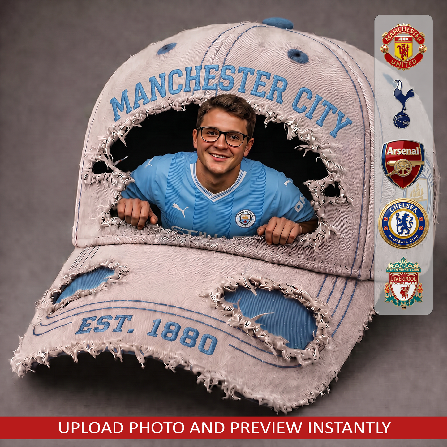 Personalized EPL Sun Hat - Custom Name & Face Gift for Football Fans 0407 NAK NHT