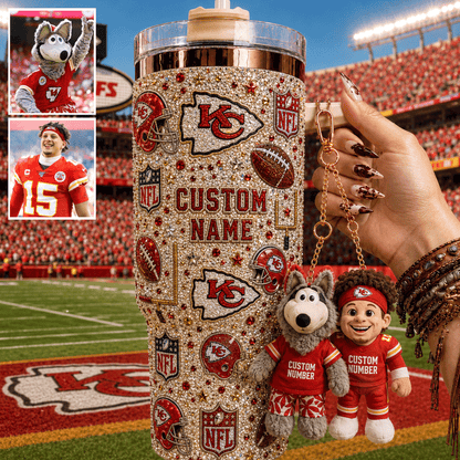 Premium NFL Personalized Tumbler With Plush Charm NMD CTKT
