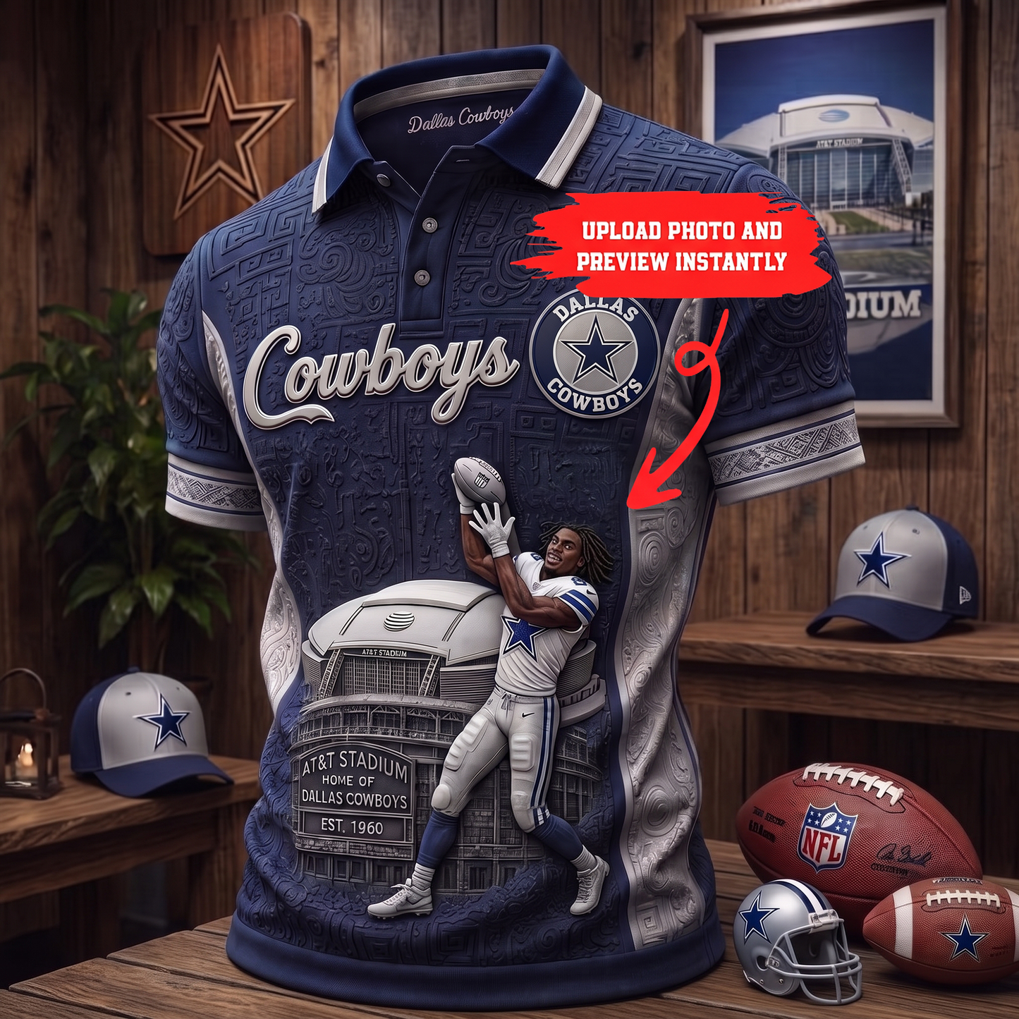 Premium NFL Personalized Player Portrait Stadium Polo Shirt NMD TTV