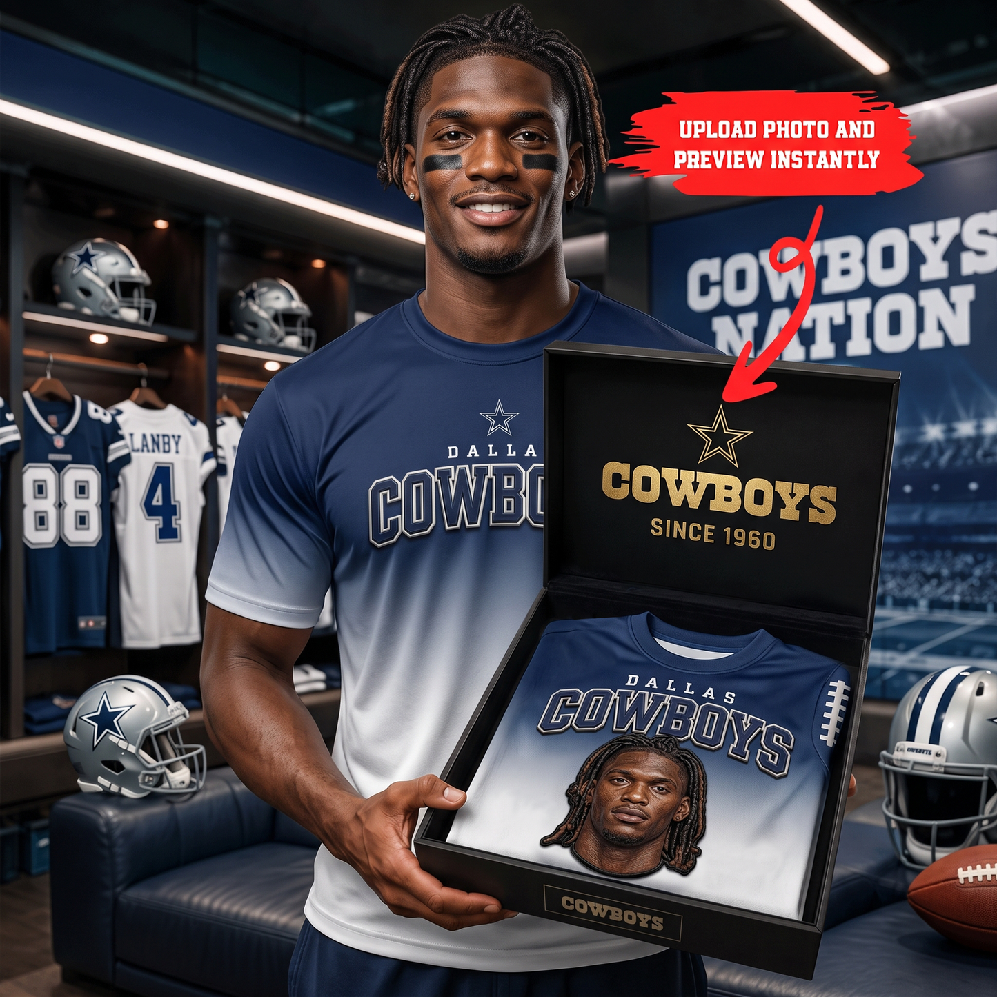 Premium NFL Personalized Portrait Gradient T-Shirt NMD TTV