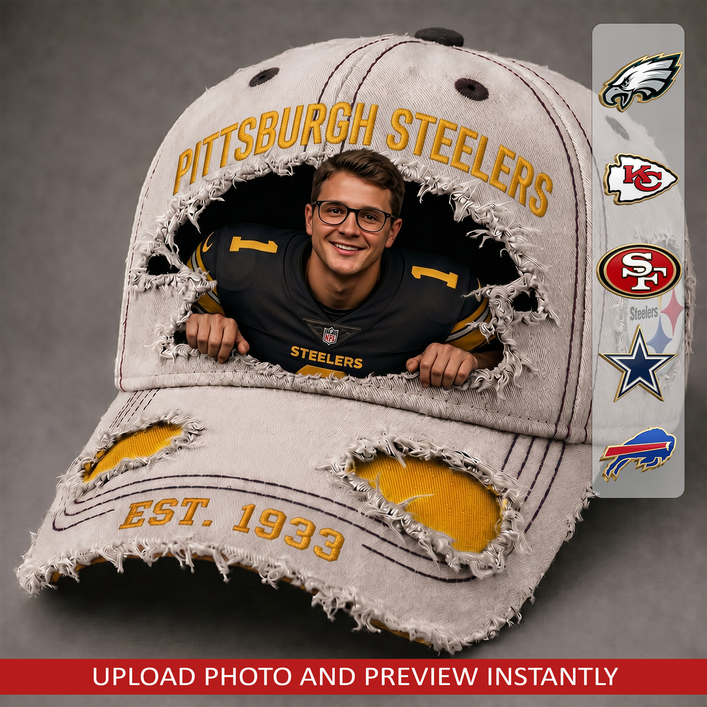 Personalized NFL Sun Hat - Custom Name & Face Gift for Football Fans 2906 NAK NHT