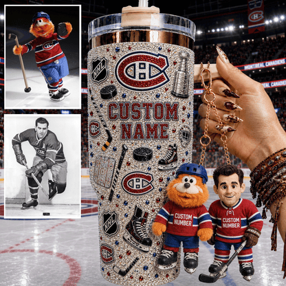 Premium NHL Personalized Tumbler With Plush Charm NMD CTKT