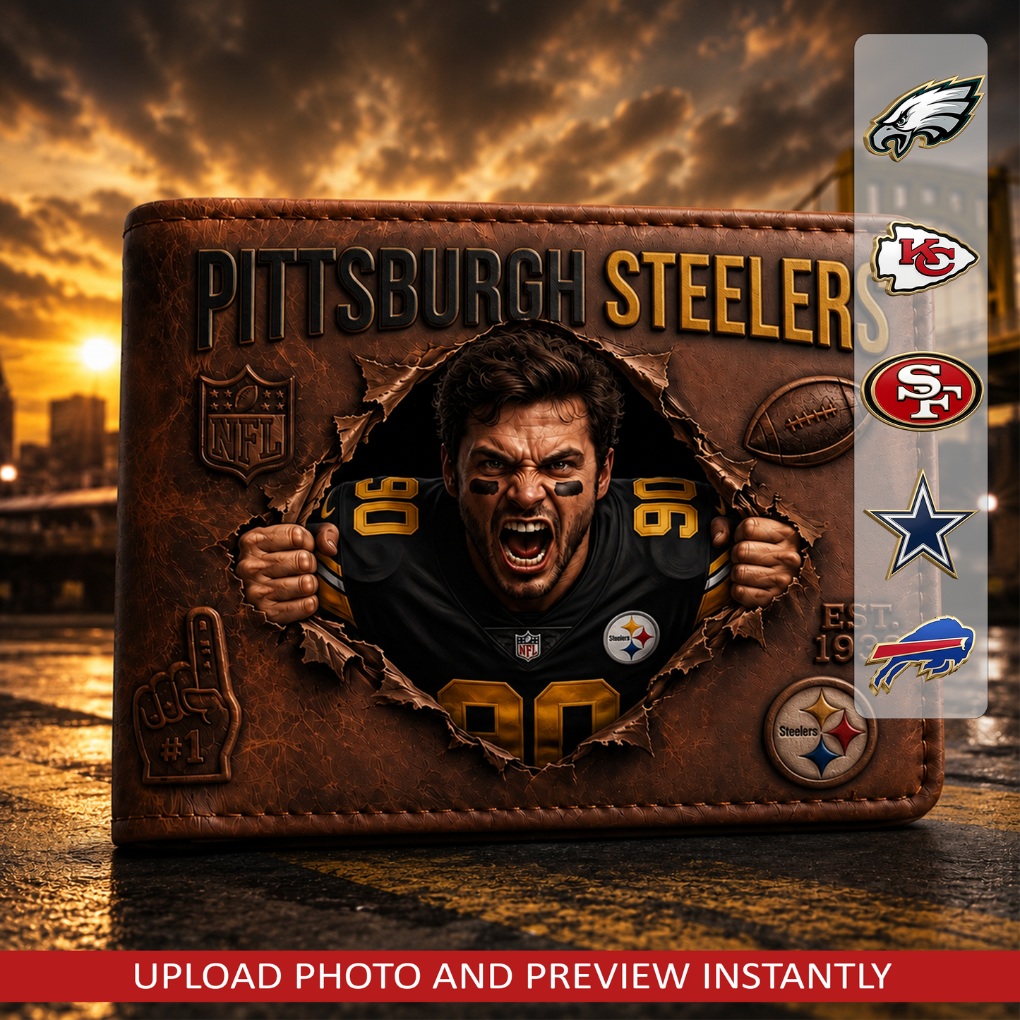 Personalized NFL Football Fan 3D Leather Wallet 1507 NAK NHT