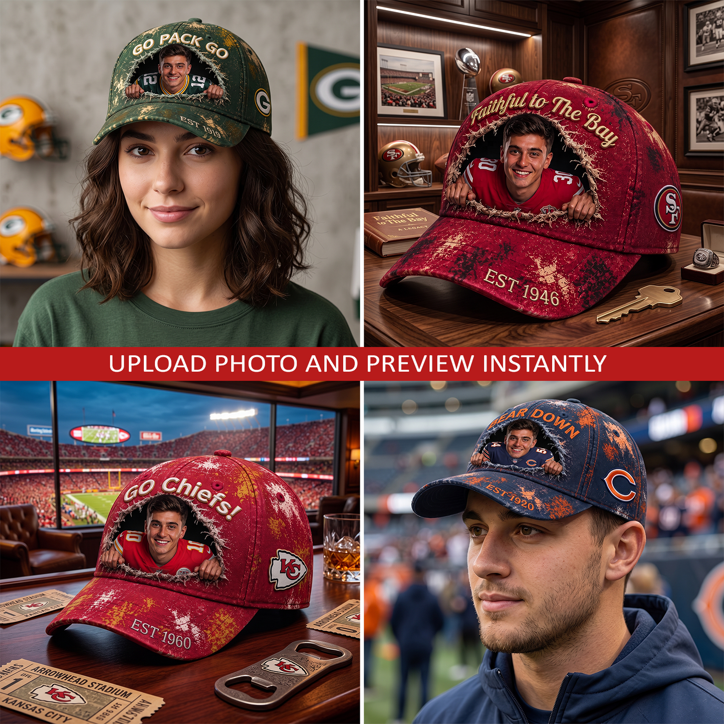 Personalized NFL Sun Hat - Gift for Football Fans 0807 NAK NHT V2