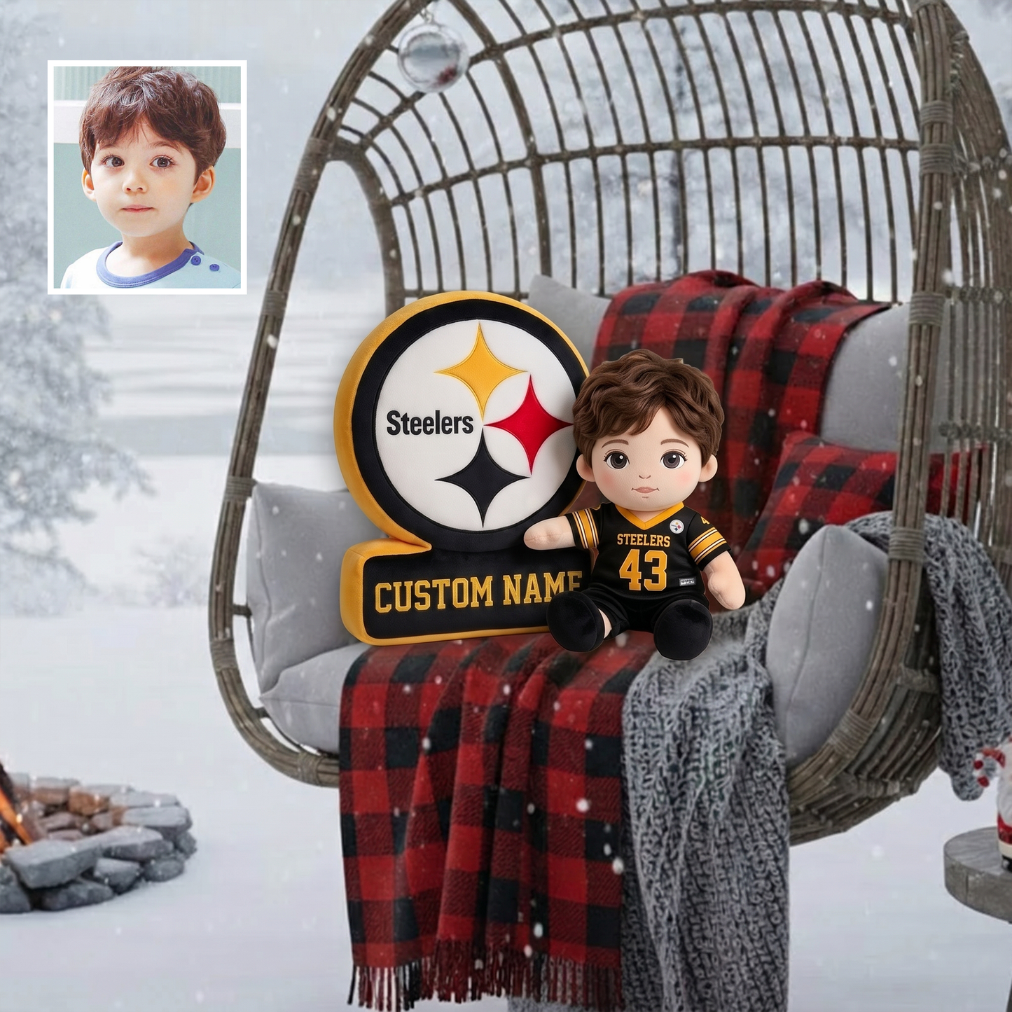 Premium NFL Personalized Kid Faux Fur Pillow NMD TTV