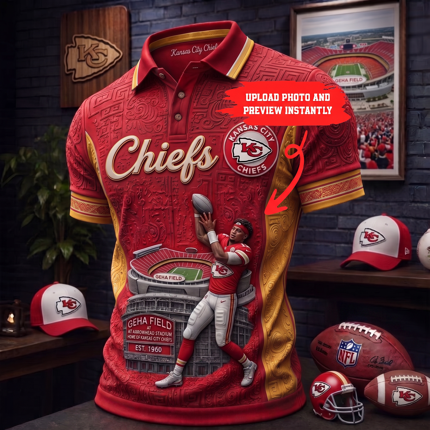 Premium NFL Personalized Player Portrait Stadium Polo Shirt NMD TTV