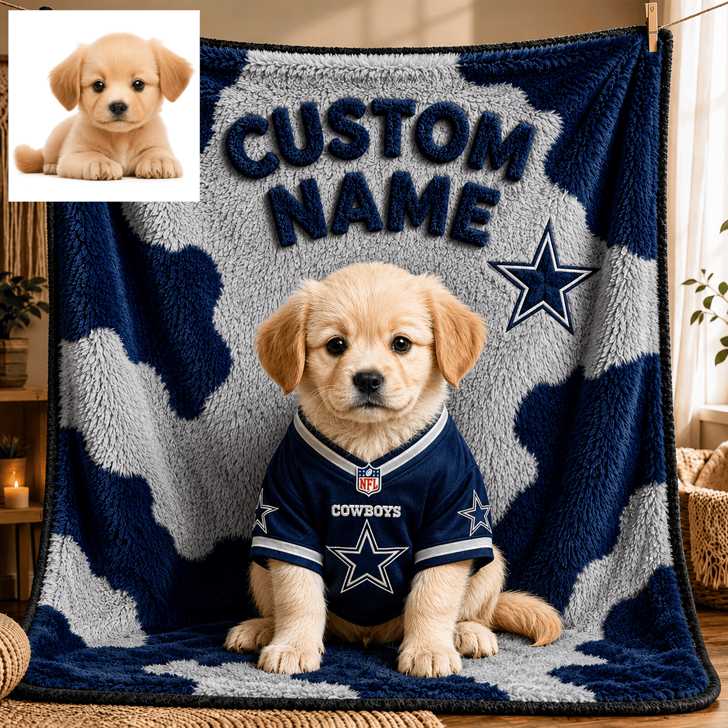 Premium NFL Personalized Pet Blanket NMD CTKT