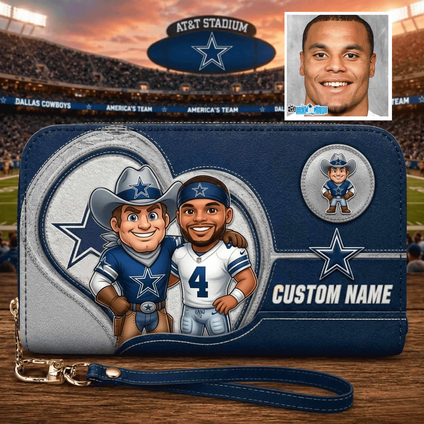 Premium NFL Personalized Leather Long Wallet NMD CTKT