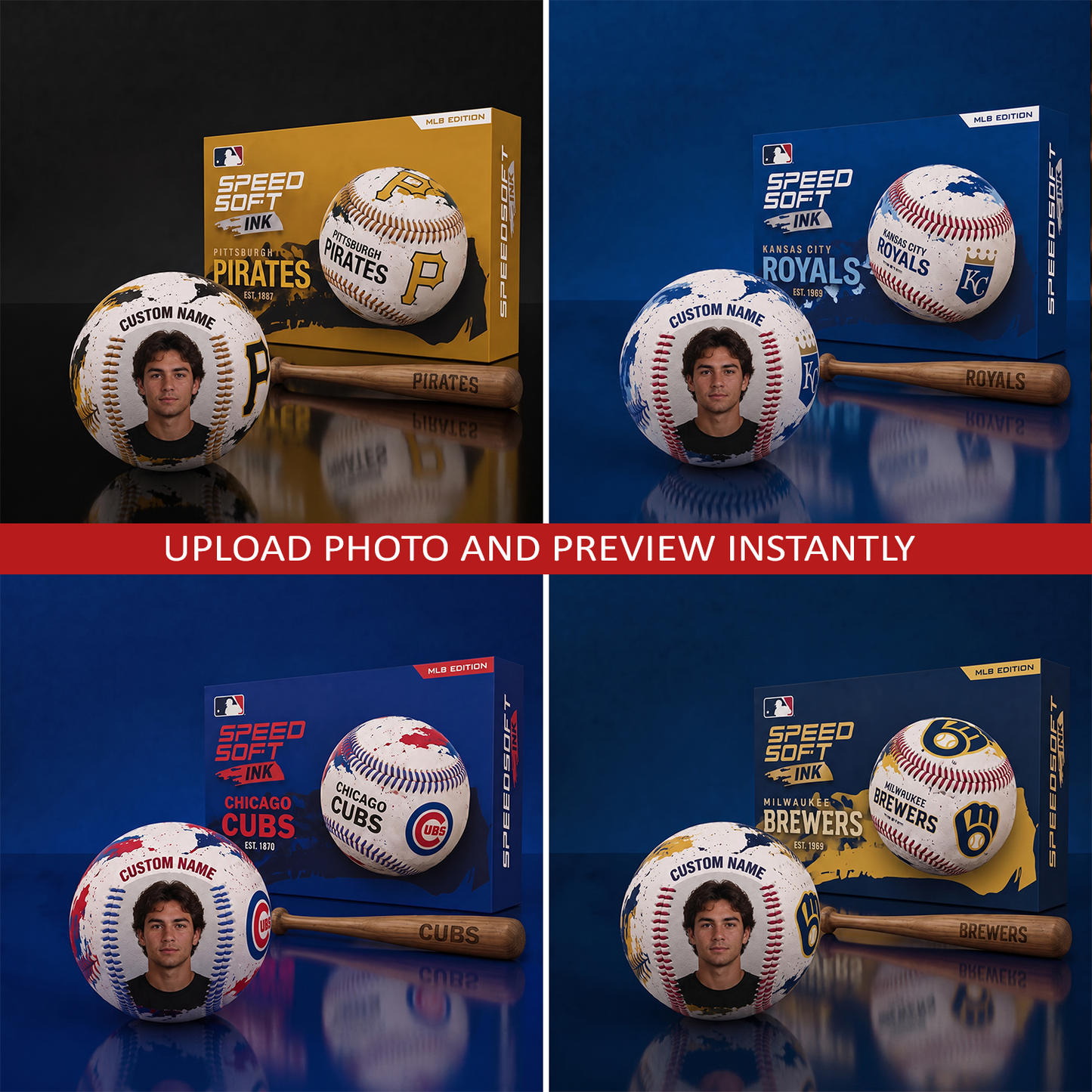 MLB Premium SpeedSoft Ink Personalized Ball Gift Set 1607 NAK NHT