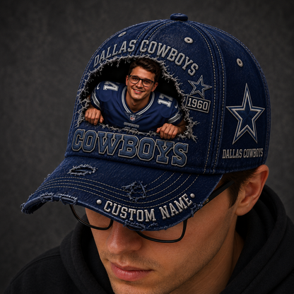 Personalized NFL Football Fan 3D Face Denim Cap 1107 NAK NHT