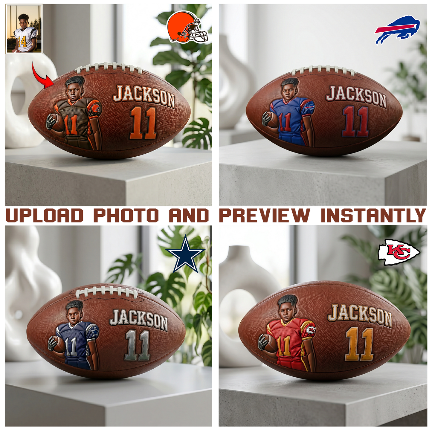 Any Photo Love Football - Personalized Football NFL BQH